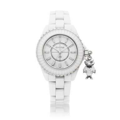 View full screen - View 1 of Lot 8008. Mademoiselle J12 Acte II, Reference H6478 | A ceramic, white gold and diamond-set wristwatch with bracelet and white gold lacquered and diamond-set Coco charm, Circa 2021 | 香奈兒 | Mademoiselle J12 Acte II 型號H6478 | 陶瓷及白金鑲鑽石鏈帶腕錶,備白金漆製鑲鑽石 Coco 掛件,約2021年製陶瓷及白金鑲鑽石鏈帶腕錶,備白金漆製鑲鑽石 Coco 掛件,約2021年製.