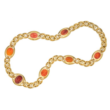 View full screen - View 1 of Lot 94. Gold and Carnelian Sautoir.