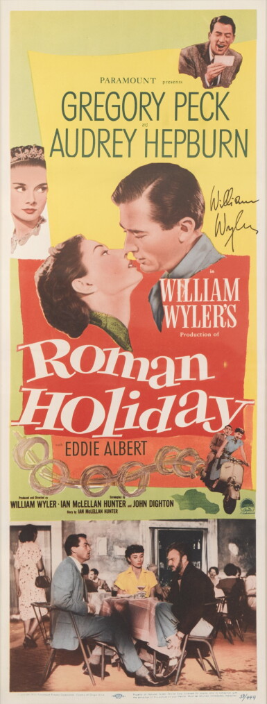 View full screen - View 1 of Lot 81. Roman Holiday (1953), poster, US, signed by William Wyler.