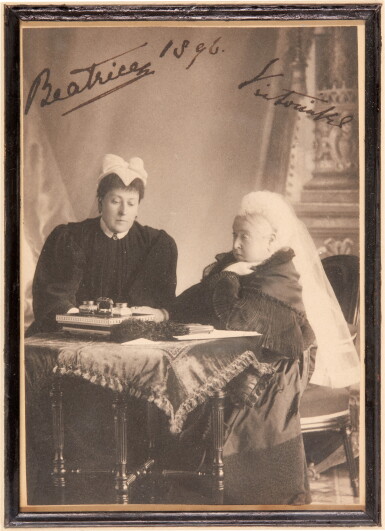 View full screen - View 1 of Lot 120. Queen Victoria | Signed photograph, also signed by Princess Beatrice, 1896.