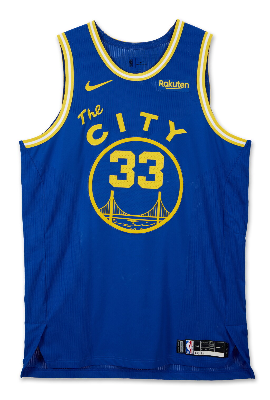 View full screen - View 1 of Lot 31. James Wiseman Golden State Warriors 2020-2021 Game Worn Home Jersey.