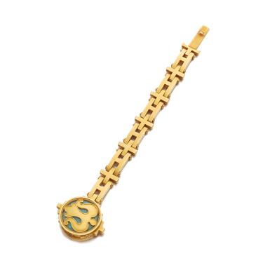 View full screen - View 1 of Lot 1030. Gold and hardstone bracelet, circa 1860.
