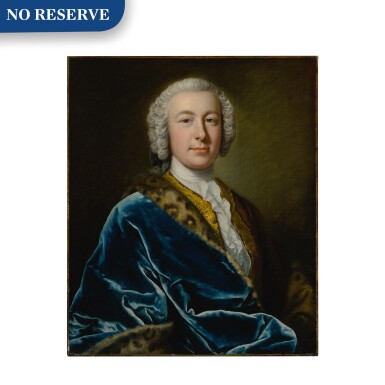 View full screen - View 1 of Lot 64. Portrait of James FitzGerald, Earl of Offaly, Marquess of Kildare, and 1st Duke of Leinster (1722 - 1773), in a blue robe with fur trim, half-length.