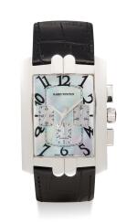HARRY WINSTON | AVENUE CHRONO, REFERENCE 330/MCA, A WHITE GOLD CHRONOGRAPH WRISTWATCH WITH MOTHER-OF-PEARL DIAL, CIRCA 2010