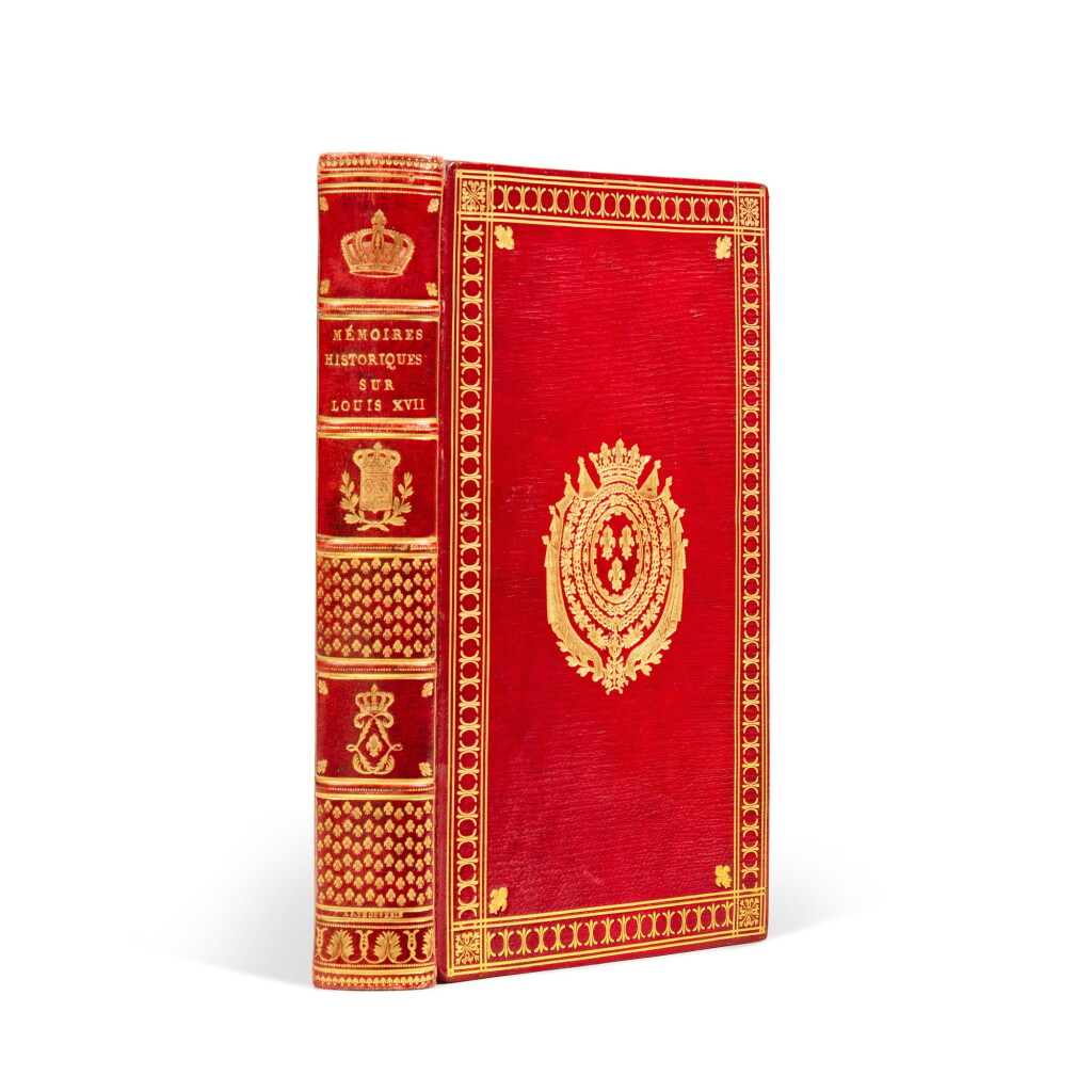 View full screen - View 1 of Lot 755. Mémoires sur Louis XVII. 1816. Maroquin rouge aux armes du comte d'Artois, futur Charles X..