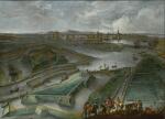HENDRIK VAN MINDERHOUT | An aerial view of Ostend, with the Fort Saint Philippe and shipping on the Slijkens Sluice, and figures in the foreground
