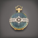A ladies yellow gold, enamel, and diamond-set open faced watch, Circa 1915