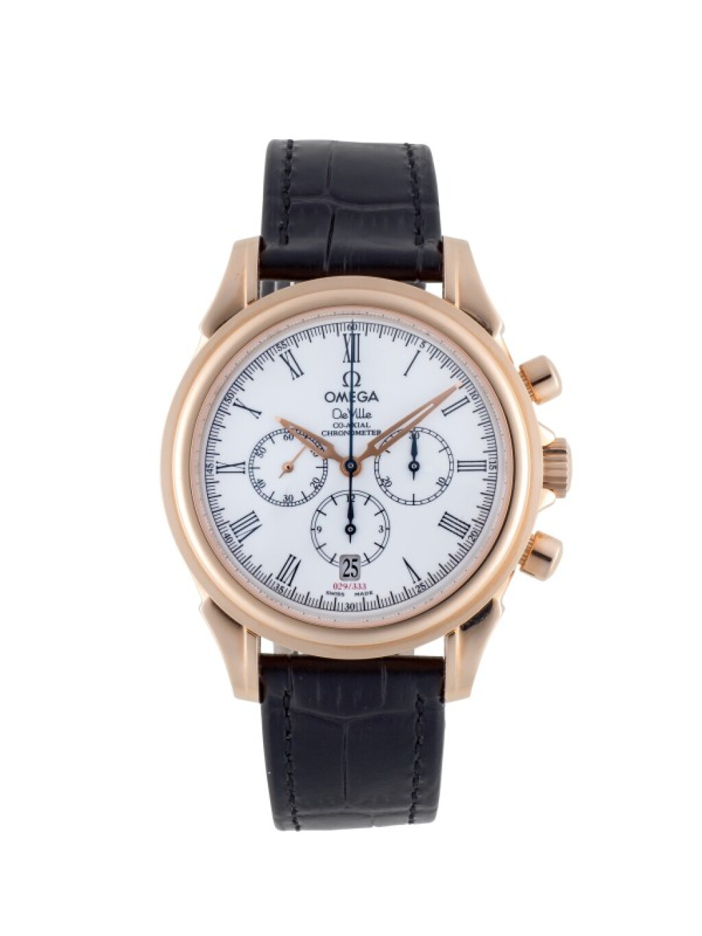 View full screen - View 1 of Lot 89. OMEGA | DE VILLE CO-AXIAL, REF 46432032 LIMITED EDITION PINK GOLD CHRONOGRAPH WRISTWATCH WITH DATE CIRCA 2002.