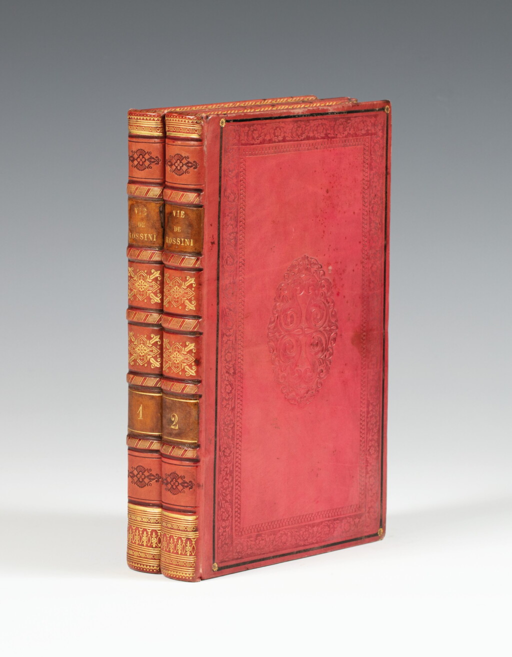 View full screen - View 1 of Lot 185. STENDHAL. Vie de Rossini. 1824. 2 vol. veau rose de l'époque. Édition originale..