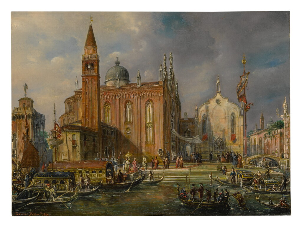 View full screen - View 1 of Lot 631. FRANCESCO ZANIN | THE VISIT OF DOGE MOCENIGO TO SANTA MARIA DELLA CARITÀ, VENICE.