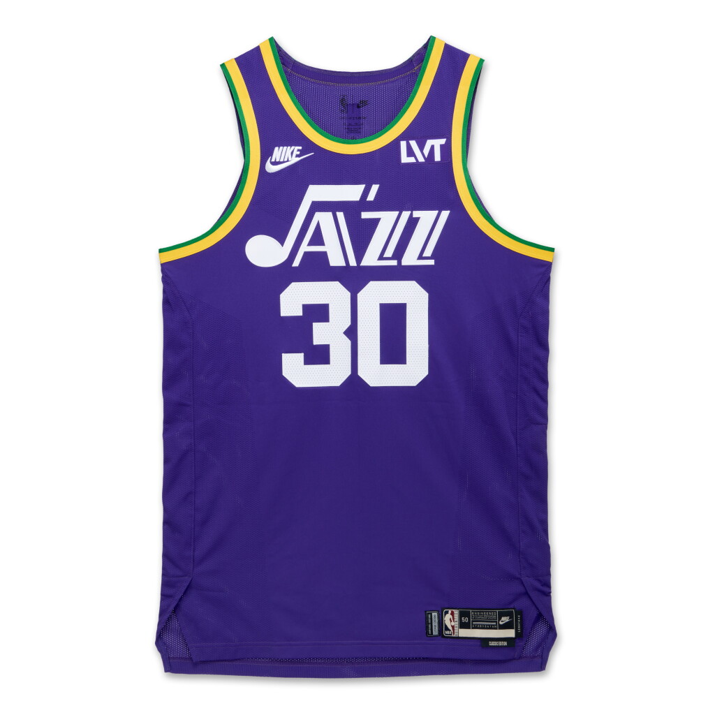 View full screen - View 1 of Lot 230. Ochai Agbaji Utah Jazz 2023-2024 Game Worn Classic Edition Jersey.