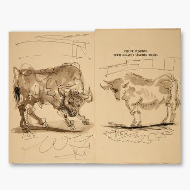 View full screen - View 1 of Lot 143. Federico Garcia Lorca and Javier Vilato (illustrator) | Funebre pour Ignacio Sanchez Mejias, Paris, 1950.