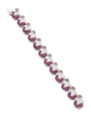 View full screen - View 1 of Lot 187. CHATILA | SPINEL AND DIAMOND BRACELET.