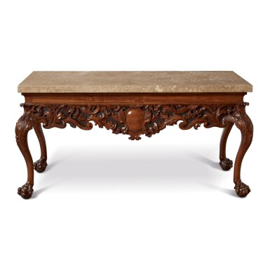 View full screen - View 1 of Lot 250. AN IRISH GEORGE IV WALNUT MARBLE TOP TABLE, EARLY 19TH CENTURY.