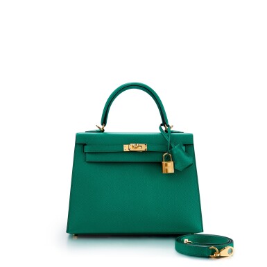 View full screen - View 1 of Lot 1011. Vert Jade Epsom Kelly 25 Sellier Gold Hardware, 2021 .