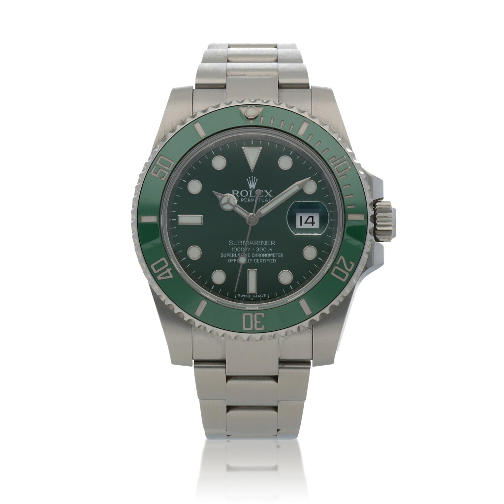 View full screen - View 1 of Lot 3. 'Hulk' Submariner, Ref. 116610LV Stainless steel wristwatch with date and bracelet Circa 2014.