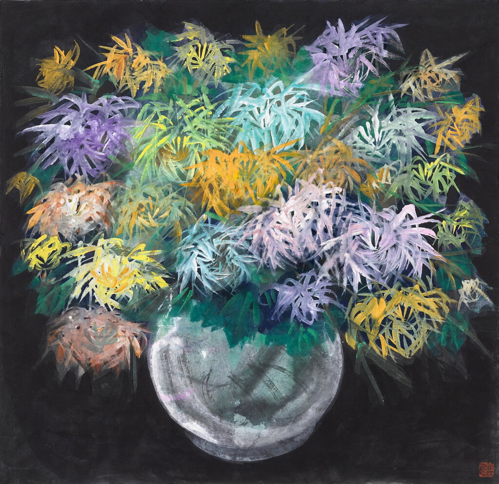 View full screen - View 1 of Lot 3051. 林風眠 蟹爪菊 | Lin Fengmian, Blooming Chrysanthemums.