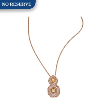 View full screen - View 1 of Lot 53. Fancy Vivid Yellow Diamond and Colored Diamond Pendant-Necklace.