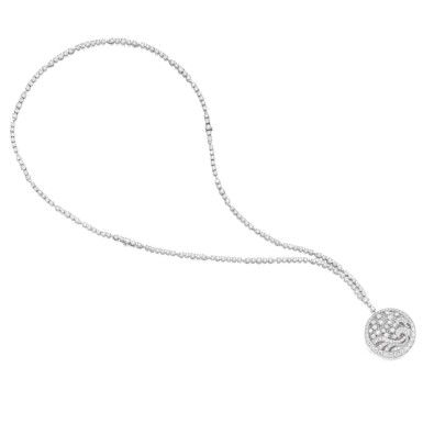 View full screen - View 1 of Lot 251. Diamond 'Wave' Pendant-Necklace.