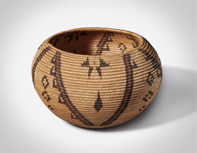 View full screen - View 1 of Lot 2. Washoe Polychrome Basket Bowl by Tootsie Dick Sam (Washoe, 1855-1929).