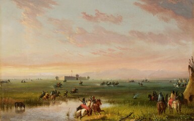 View full screen - View 1 of Lot 315. Fort Laramie, Indian Girls Racing.