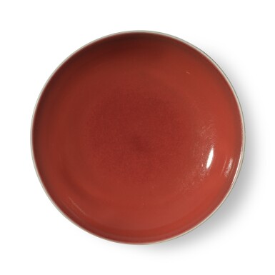 View full screen - View 1 of Lot 601. A copper-red-glazed dish, Seal mark and period of Qianlong | 清乾隆 紅釉盤 《大清乾隆年製》款.