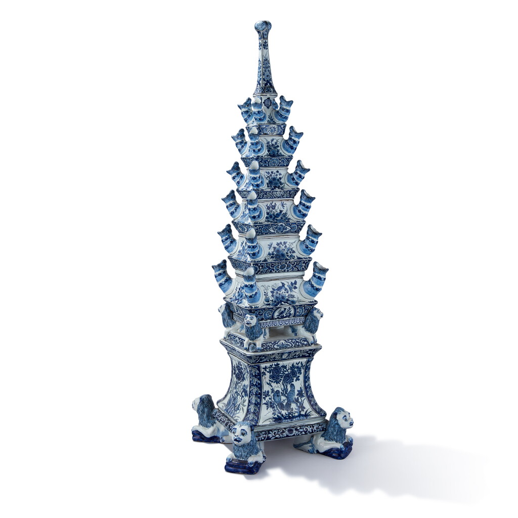 View full screen - View 1 of Lot 508. A Dutch Delft blue and white flower pyramid, 19th century.