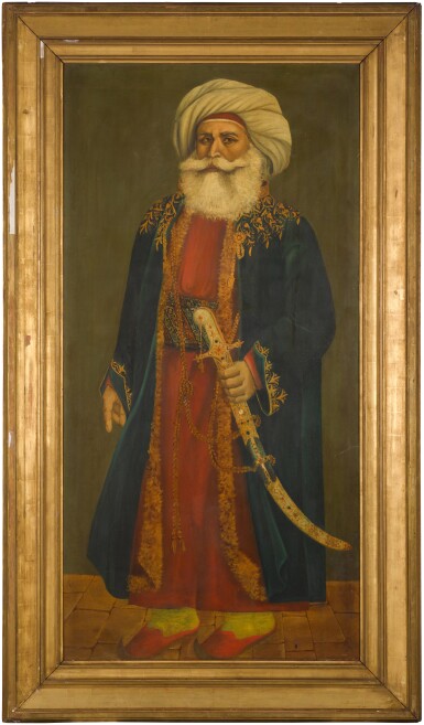 View full screen - View 1 of Lot 198. A large portrait of Muhammad 'Ali Pasha of Egypt, 19th century.