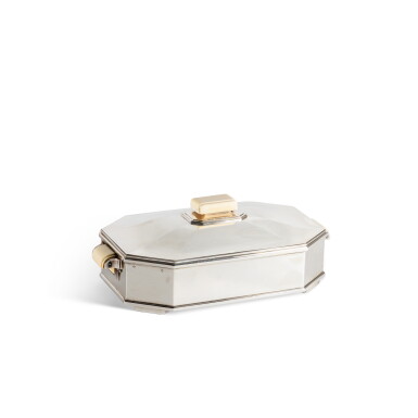 View full screen - View 1 of Lot 101. A French silver and ivory covered vegetable dish, by Rouseel-Doutre, Paris, circa 1930.