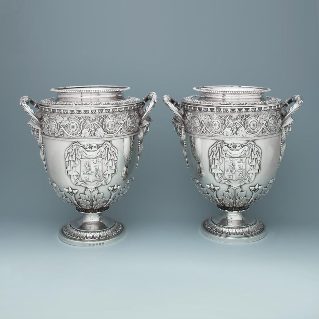 View full screen - View 1 of Lot 9. A PAIR OF GEORGE III WINE COOLERS | DIGBY SCOTT & BENJAMIN SMITH, LONDON |1806.