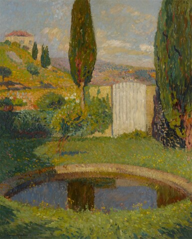 View full screen - View 1 of Lot 9. Bassin ouest du Parc de Marquayrol avec vue sur l'atelier d'Henri Martin.