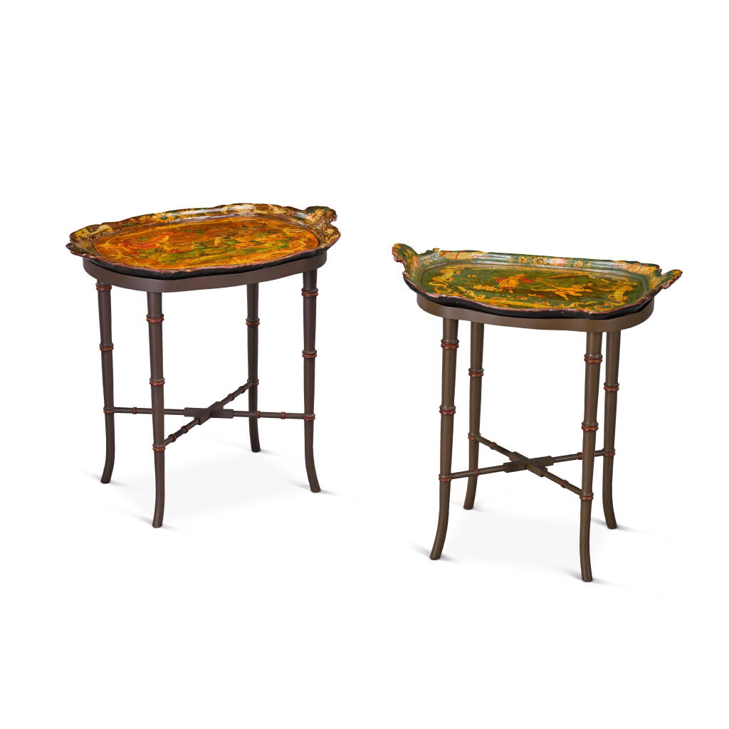 View full screen - View 1 of Lot 21. Two Italian chinoiserie lacquered trays, Venetian, mid-18th century.