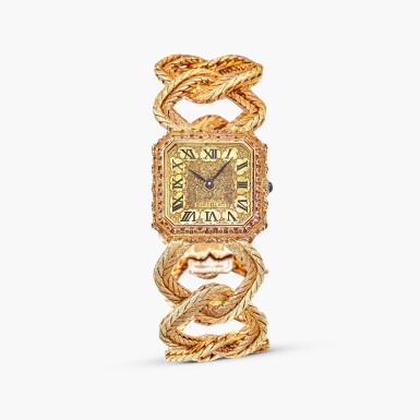 View full screen - View 1 of Lot 1215. Gold and Sapphire Wristwatch | 吉安馬里亞 布契拉提 | K金 配 藍寶石 腕錶.