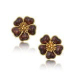 Pair of Gold and Wood Earclips, France