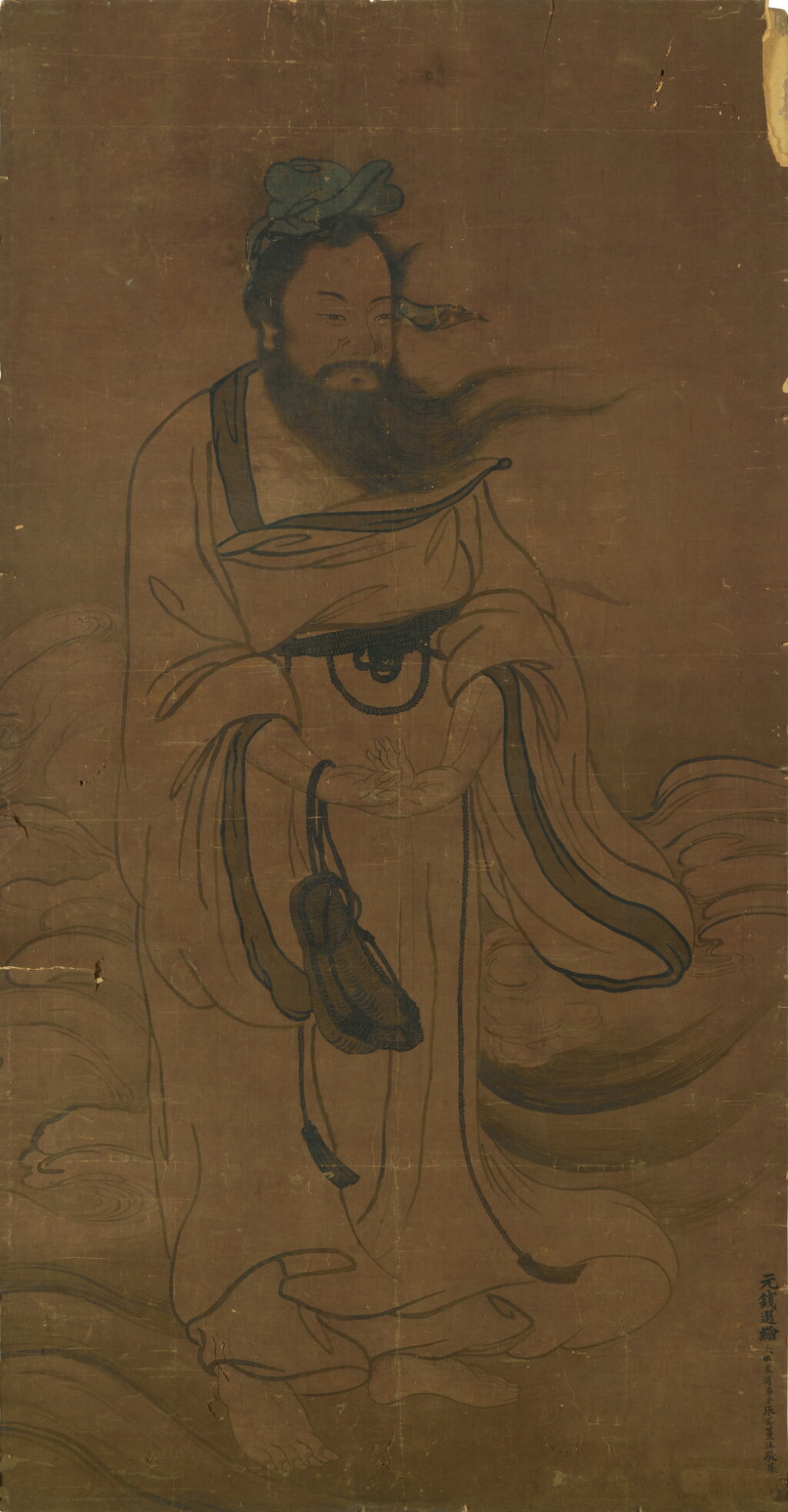 View full screen - View 1 of Lot 259. Zhang Yin (Ming Dynasty), Immortal, ink and color on silk.