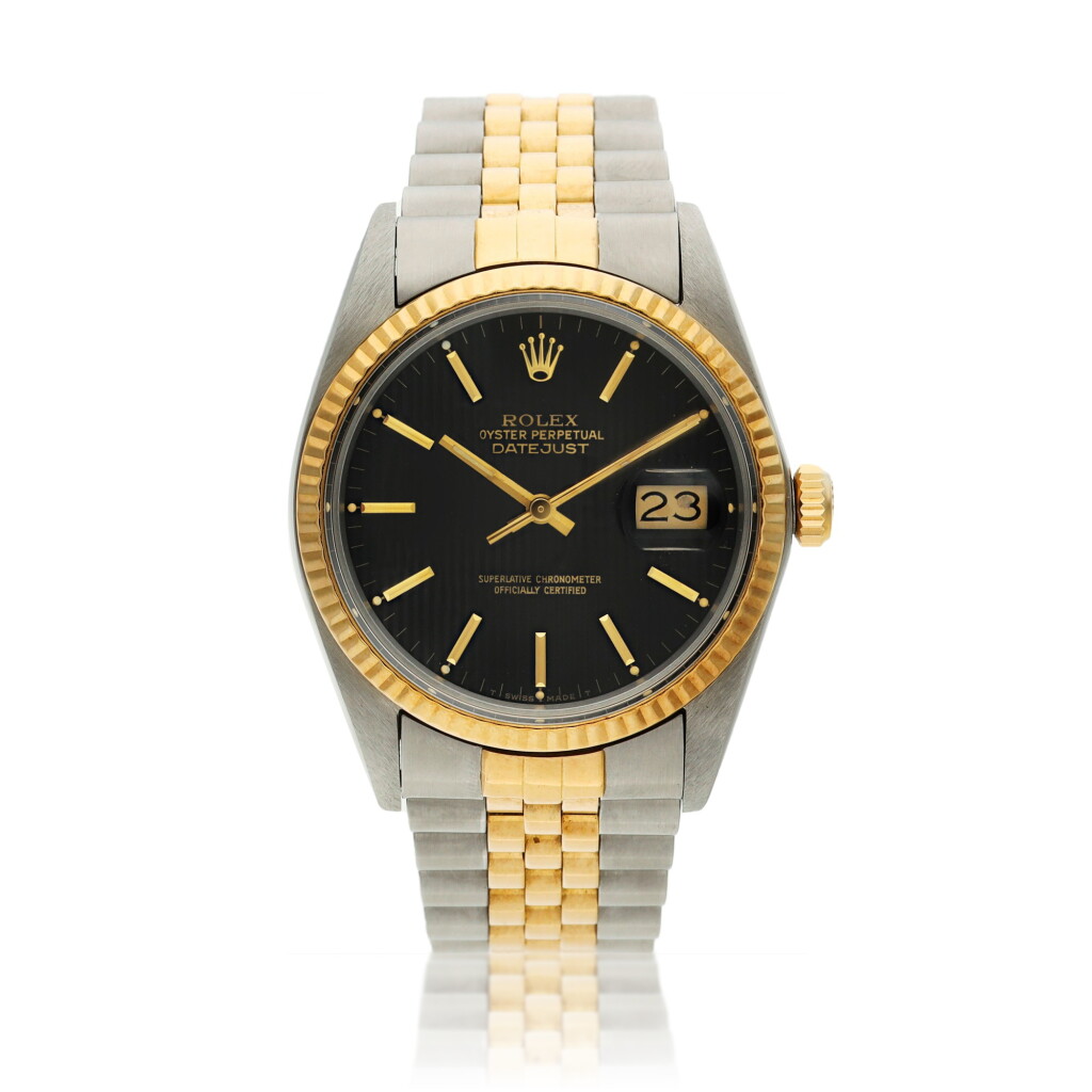 View full screen - View 1 of Lot 215. Rolex Reference 16013 Datejust, A stainless steel and yellow gold wristwatch with date and bracelet, Circa 1985.
