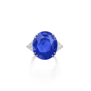 View full screen - View 1 of Lot 516. Sapphire and diamond ring.