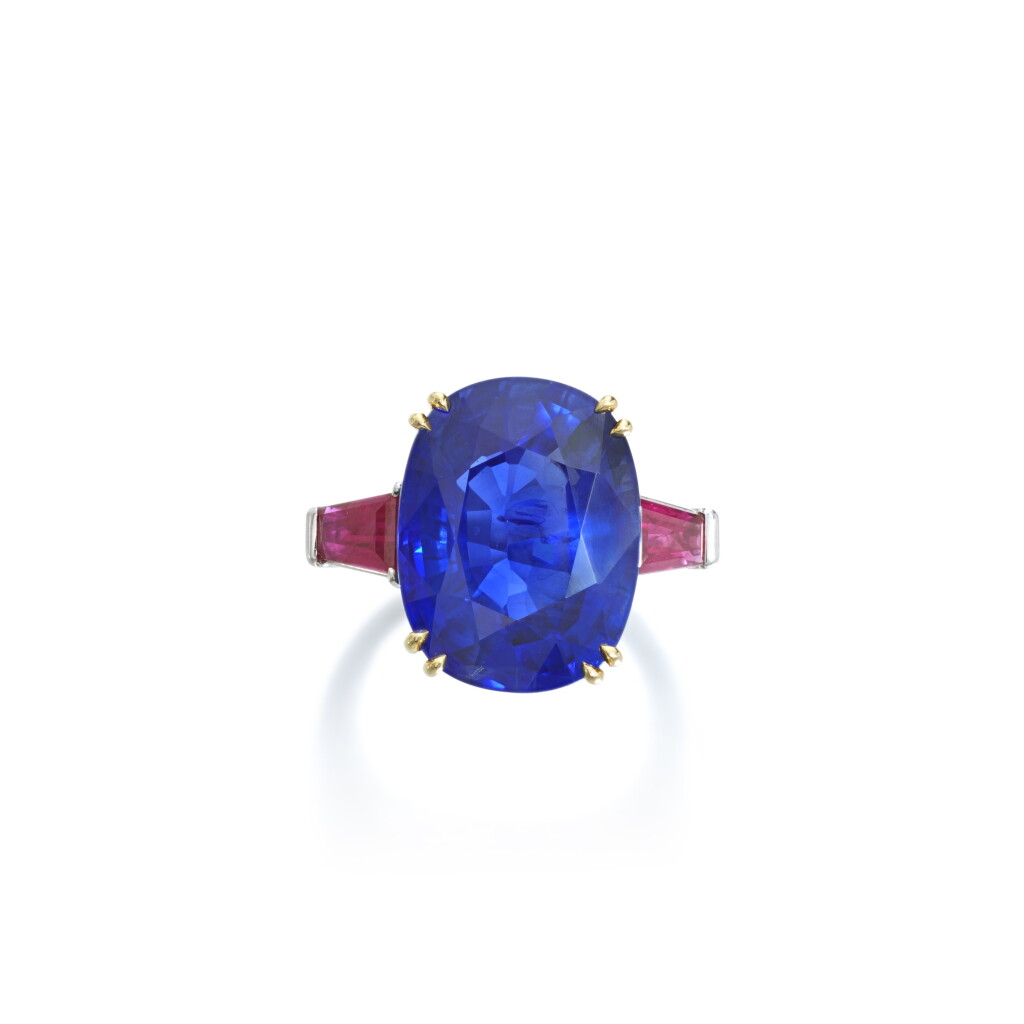 View full screen - View 1 of Lot 566. Sapphire and ruby ring.