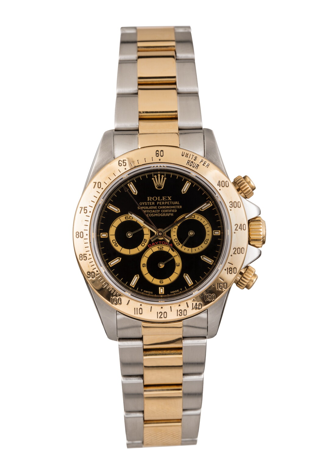View full screen - View 1 of Lot 4. ROLEX | Daytona, Ref 16523 A Stainless Steel and Yellow Gold Chronograph Wristwatch with Bracelet Circa 1996.