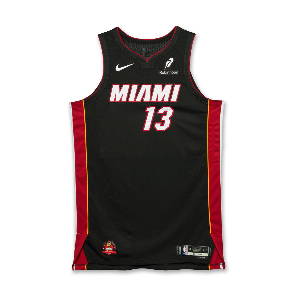 View full screen - View 1 of Lot 24. Bam Adebayo Miami Heat 2025-2026 NBA Tip-Off Game Worn Icon Edition Jersey | Double-Double.