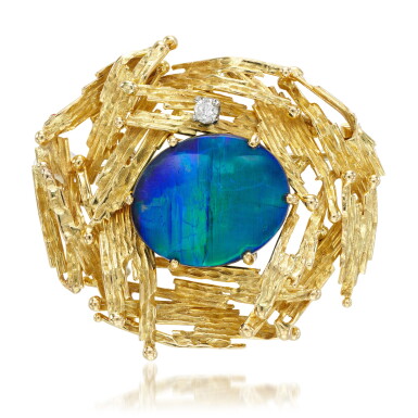 View full screen - View 1 of Lot 48. Alan Martin Gard | Opal and diamond brooch, 1967.