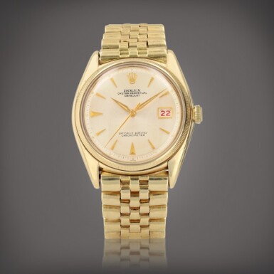View full screen - View 1 of Lot 139. 'Ovettone' Datejust, reference 4467 Montre bracelet en or jaune avec date et bracelet | Yellow gold wristwatch with date and bracelet Vers 1947 | Circa 1947.