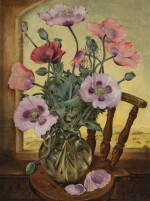 Bouquet of Poppies in a Window Niche