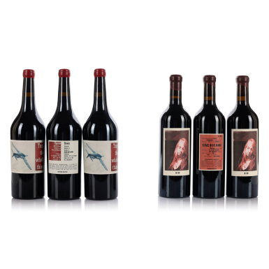 View full screen - View 1 of Lot 903. Sine Qua Non, B 20, Syrah 2008 and Turn The Whole Thing Upside Down, Grenache 2009 (6 BT).