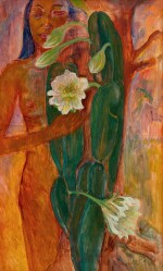 Theo Meier 西奧·邁爾 | Woman with two white flowers 拿著白花束的女子