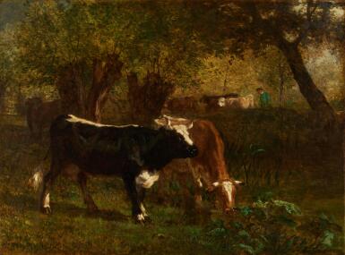 View full screen - View 1 of Lot 417. Vaches à l'abreuvoir.