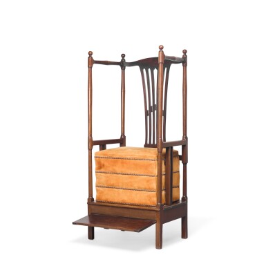 View full screen - View 1 of Lot 111. A George III mahogany 'chamber horse' exercise machine, third quarter 18th century.