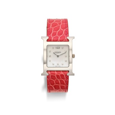 View full screen - View 1 of Lot 589. Mother-of-Pearl and Diamond "H" Watch.