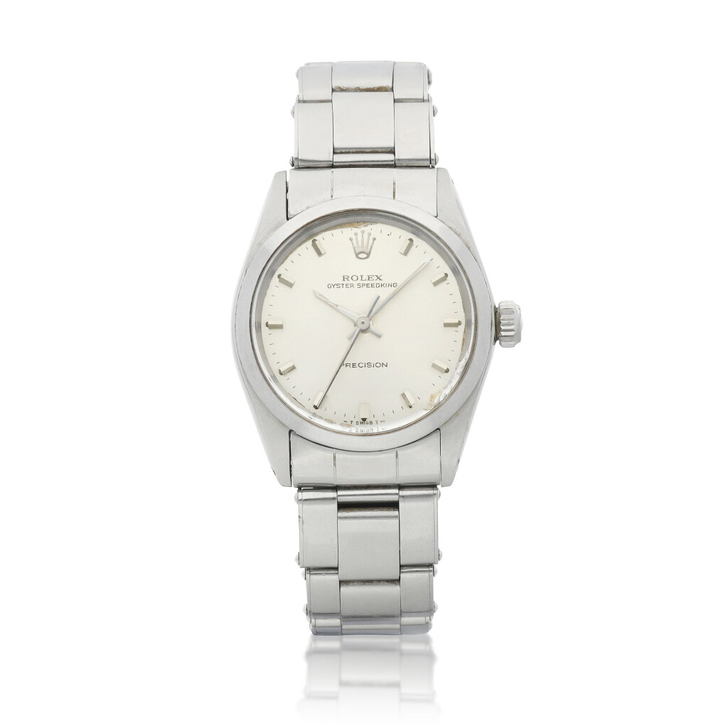 View full screen - View 1 of Lot 8031. Oyster SpeedKing, Reference 6430 | A stainless steel wristwatch with bracelet, Circa 1968 | 勞力士 | Oyster SpeedKing 型號6430 | 精鋼鏈帶腕錶,約1968年製.