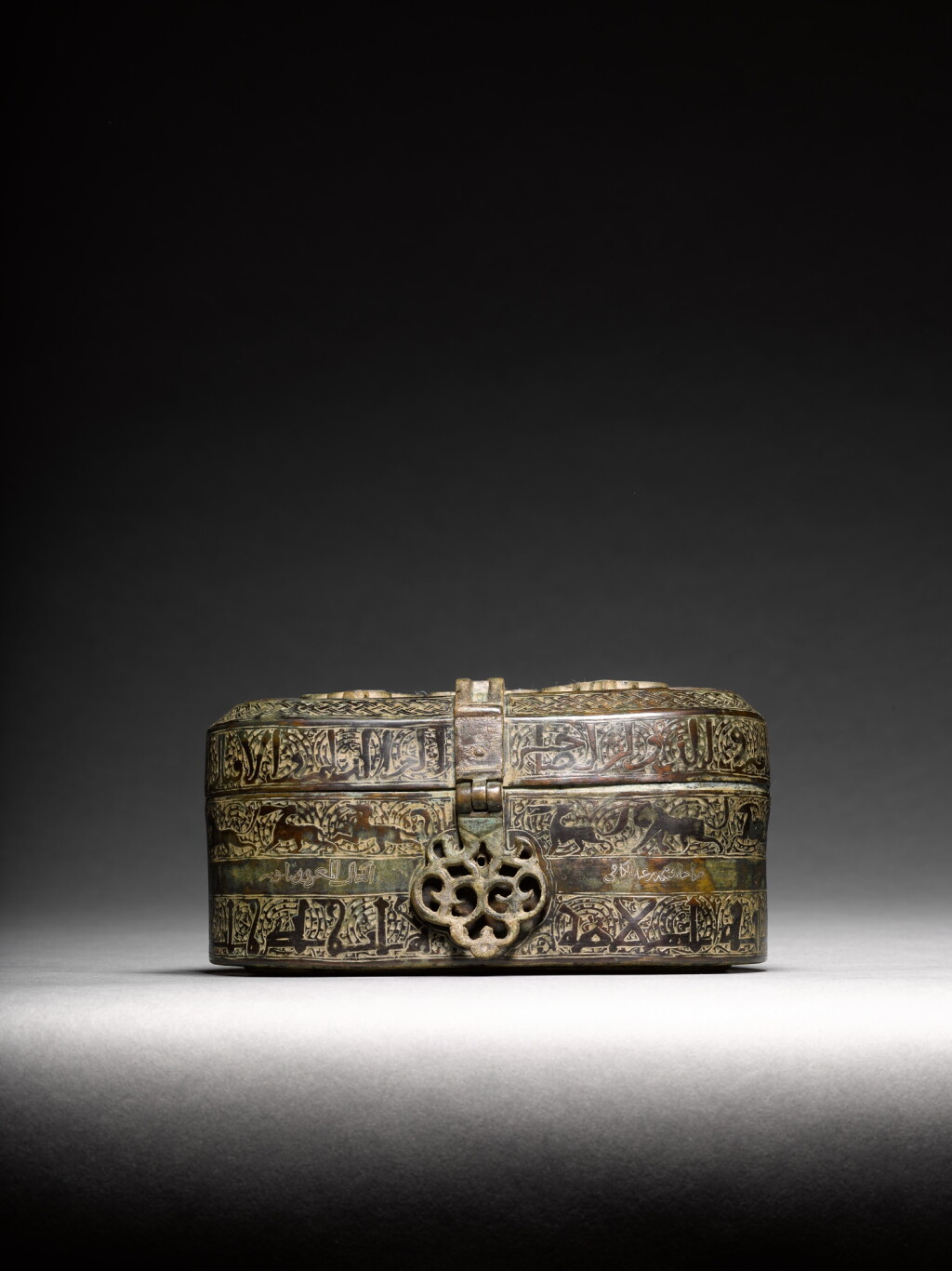 View full screen - View 1 of Lot 130. A Khurasan bronze medical box, Persia, 13th century.